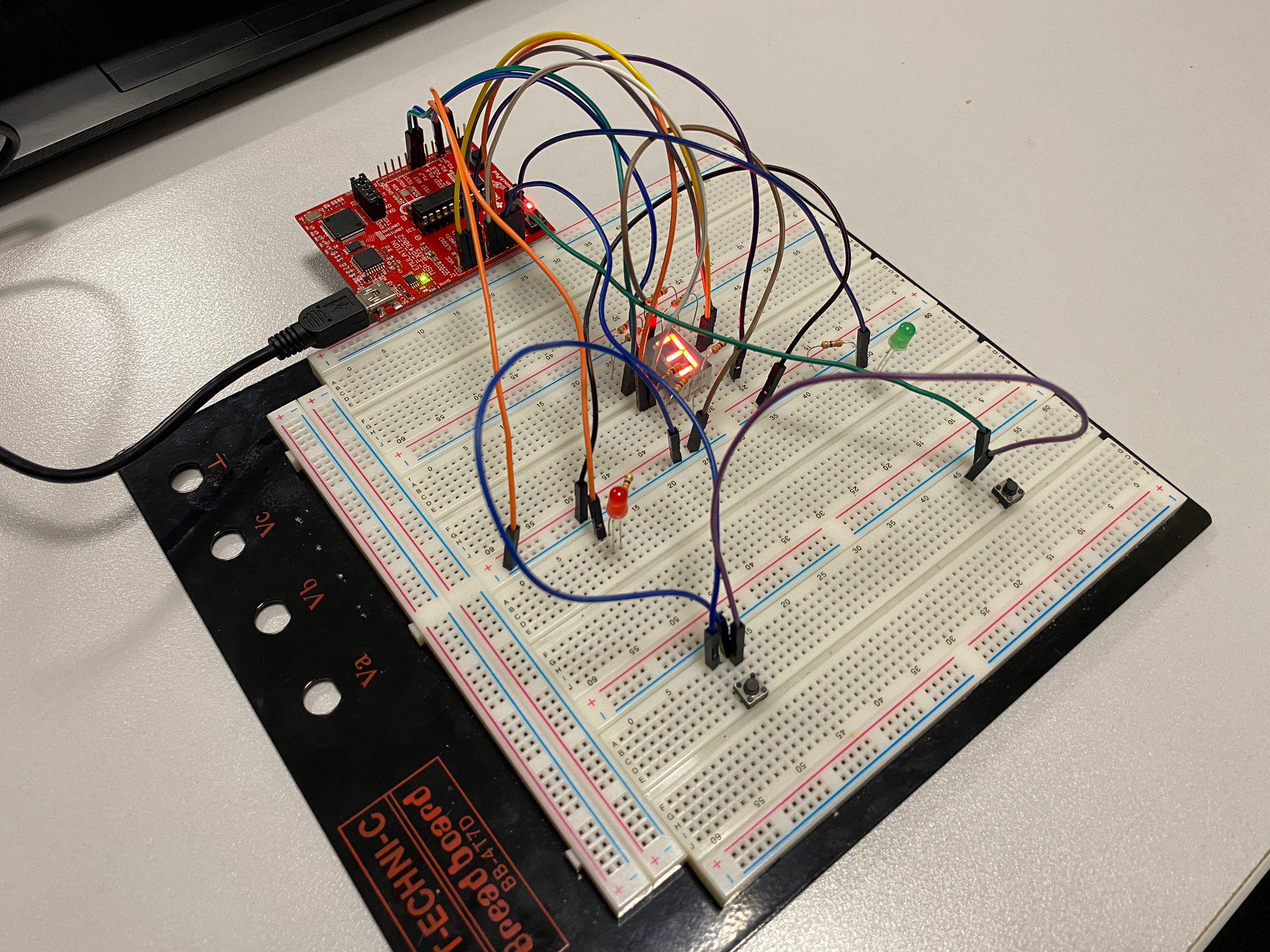 Push or Perish - MSP430G2553 reflex game hardware on a breadboard